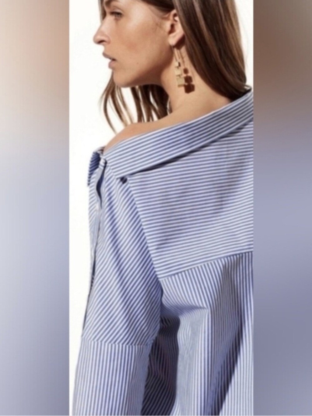 Aritzia Babaton Blue Striped Off-Shoulder Blouse
